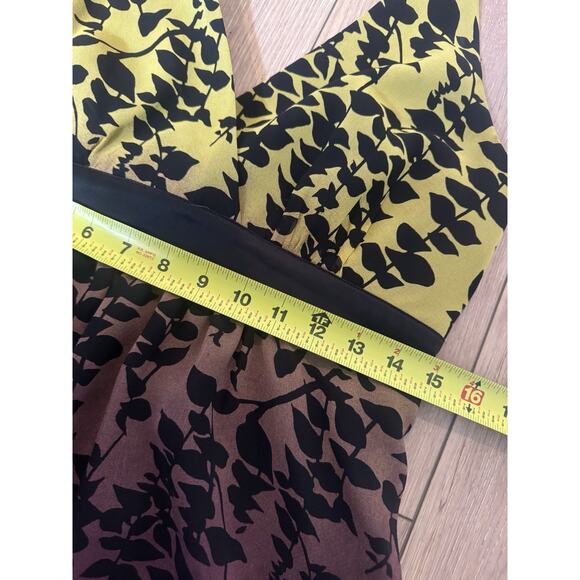 Express Y2K Silk Halter Top Lime Green Purple Ombré Tropical Leaf Blouse Sz 10 - Picture 10 of 16